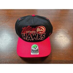 Atlanta Hawks 47 Brand Hitch Adjustable Hat Black Red NBA Basketball Snapback